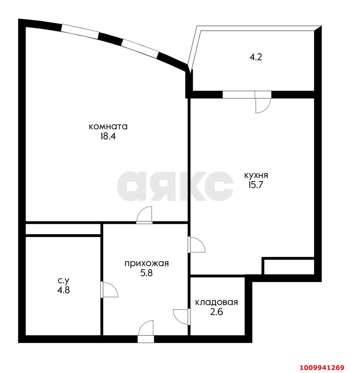 Фото №2: 1-комнатная квартира 54&nbsp;м², 8/21&nbsp;эт. - Краснодар, Прикубанский внутригородской округ, Школьный, Круглик, мкр. жилой комплекс Версаль, ул. Черниговская, 1