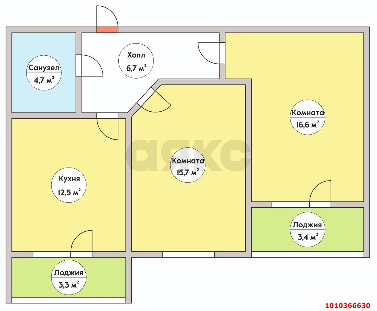 Фото №13: 2-комнатная квартира 58&nbsp;м², 4/5&nbsp;эт. - Новая Адыгея, мкр. жилой комплекс Мега, ул. Бжегокайская, 90/3к2