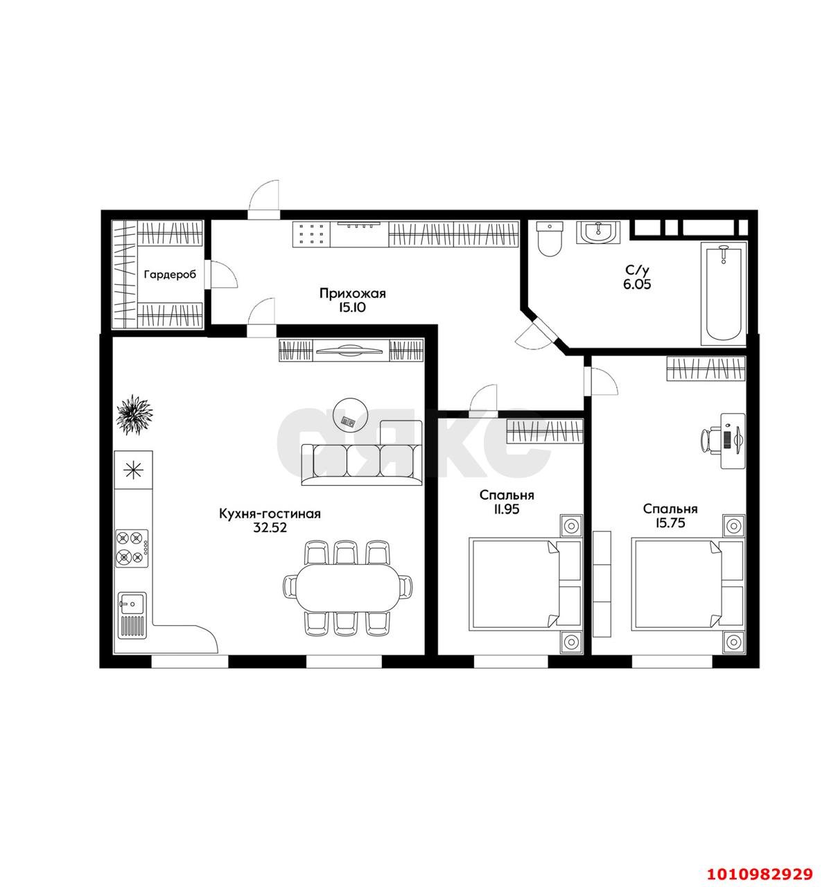 Фото №20: 3-комнатная квартира 85&nbsp;м², 9/25&nbsp;эт. - Краснодар, Центральный внутригородской округ, Центральный, мкр. ЖК Большой, ул. Красная, 176лит1/2