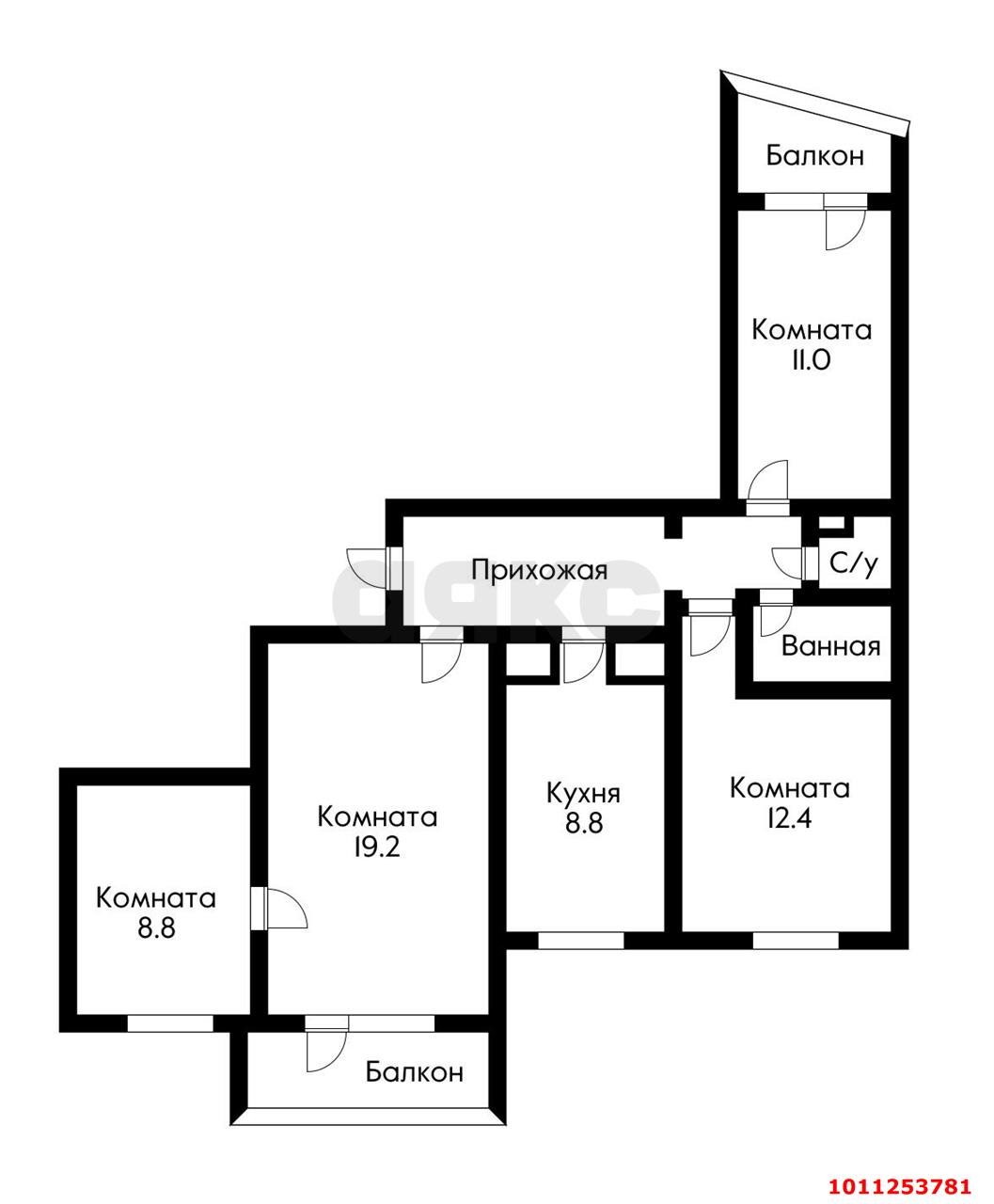 Фото №10: 4-комнатная квартира 73&nbsp;м², 6/9&nbsp;эт. - Краснодар, Западный внутригородской округ, мкр. Юбилейный, ул. 70-летия Октября, 22