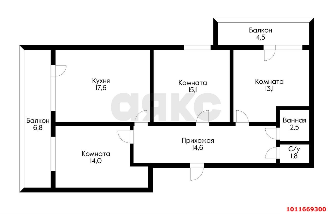 Фото №13: 3-комнатная квартира 78&nbsp;м², 3/4&nbsp;эт. - Российский, мкр. Прикубанский внутригородской округ, ул. Тверская, 11