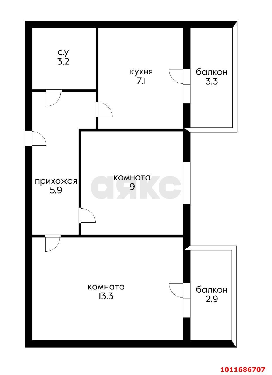 Фото №2: 2-комнатная квартира 44&nbsp;м², 5/5&nbsp;эт. - Новая Адыгея, мкр. ЖК Дарград, ул. Тургеневское шоссе, 33/2к25