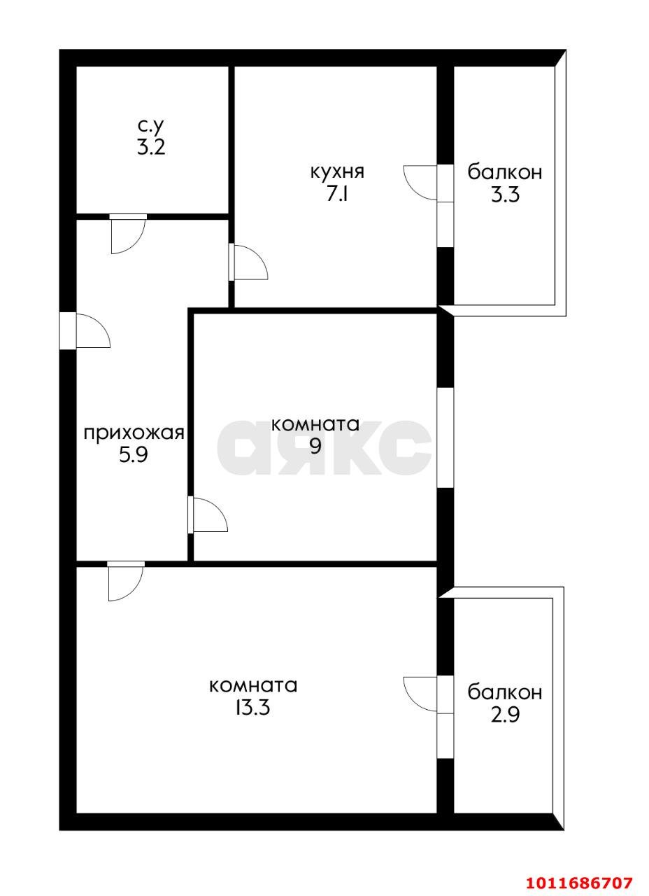 Фото №2: 2-комнатная квартира 44 м² - Новая Адыгея, жилой комплекс Дарград, ул. Тургеневское шоссе, 33/2к25