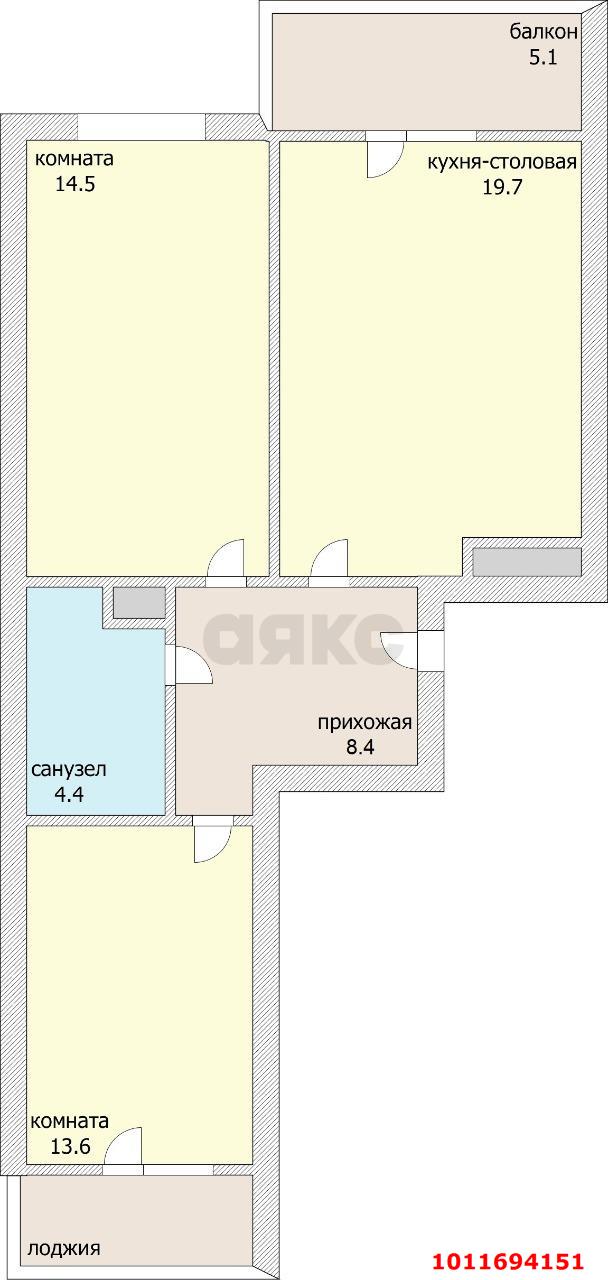 Фото №4: 2-комнатная квартира 64 м² - Краснодар, жилой комплекс Дыхание, ул. Лётчика Позднякова, 2к22