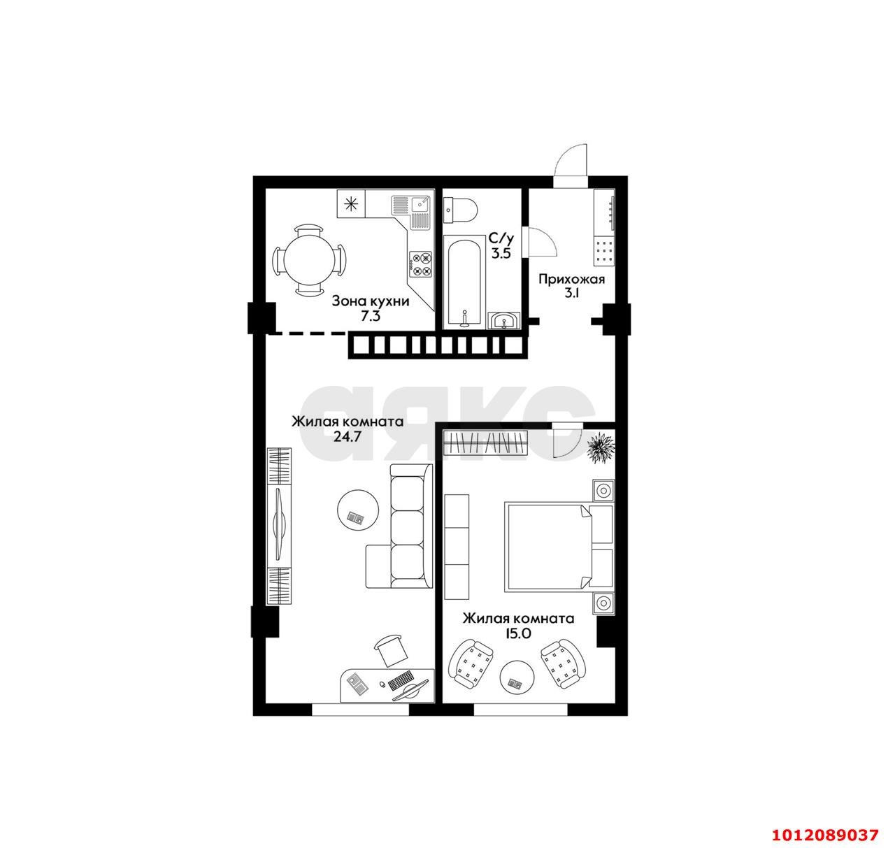 Фото №24: Апартаменты 53&nbsp;м², 7/15&nbsp;эт. - Краснодар, Карасунский внутригородской округ, Хлопчато-бумажный Комбинат, мкр. жилой комплекс Гранд Пэлэс, ул. Уральская, 75/6