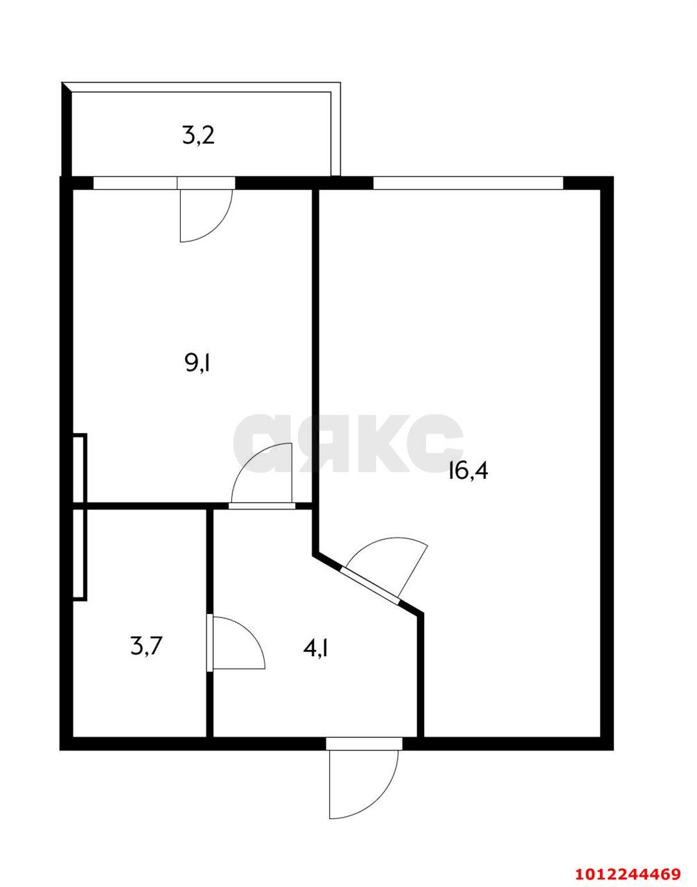 Фото №12: 1-комнатная квартира 36&nbsp;м², 3/3&nbsp;эт. - Новая Адыгея, мкр. ЖК Виноградъ, ул. Бжегокайская, 19к5