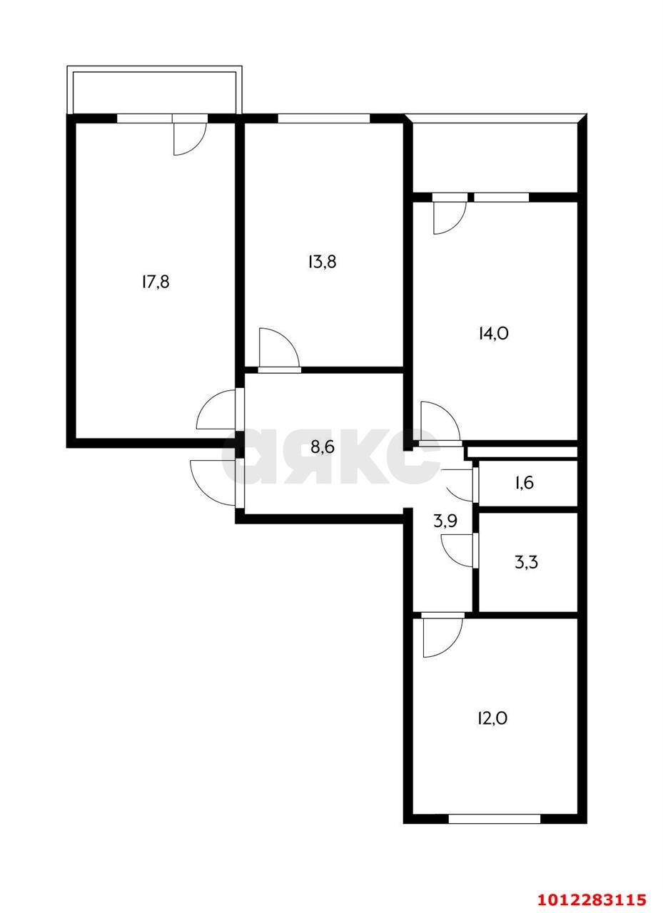 Фото №12: 3-комнатная квартира 82&nbsp;м², 2/5&nbsp;эт. - Краснодар, Прикубанский внутригородской округ, мкр. Молодёжный, ул. Душистая, 63