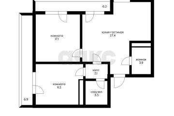 Фото №1: 2-комнатная квартира 65 м², 21/24 эт. - Краснодар, мкр. ЖК Рекорд, ул. Новороссийская, 90/2к1