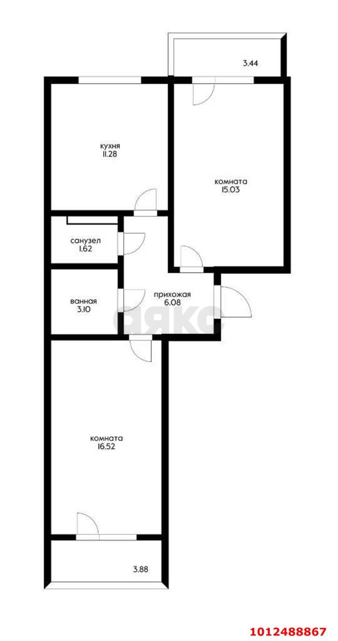 Фото №10: 2-комнатная квартира 60&nbsp;м², 12/14&nbsp;эт. - Краснодар, Прикубанский внутригородской округ, Микрохирургии глаза, мкр. жилой комплекс Сограт, ул. Красных Партизан, 4/15