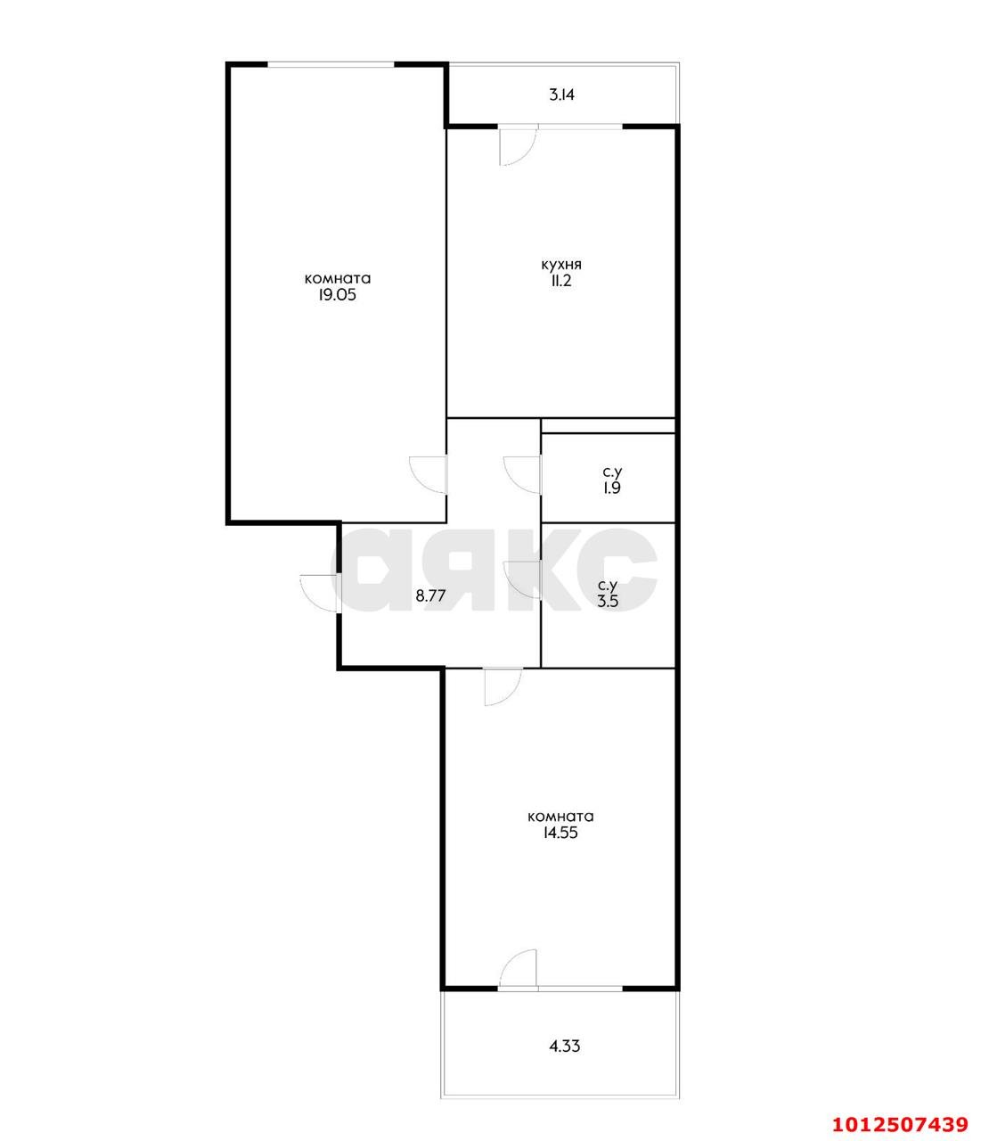 Фото №14: 2-комнатная квартира 68&nbsp;м², 5/17&nbsp;эт. - Краснодар, Прикубанский внутригородской округ, Россинского, мкр. жилой комплекс Видный, ул. Командорская, 3к1