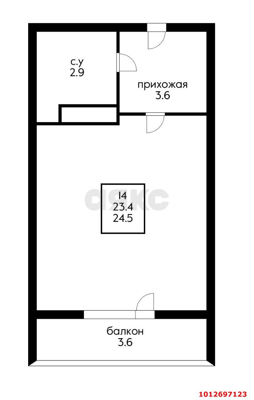 Фото №5: Студия 24&nbsp;м², 14/17&nbsp;эт. - Краснодар, Прикубанский внутригородской округ, мкр. КП Николино Парк, ул. Лётчика Позднякова, 12