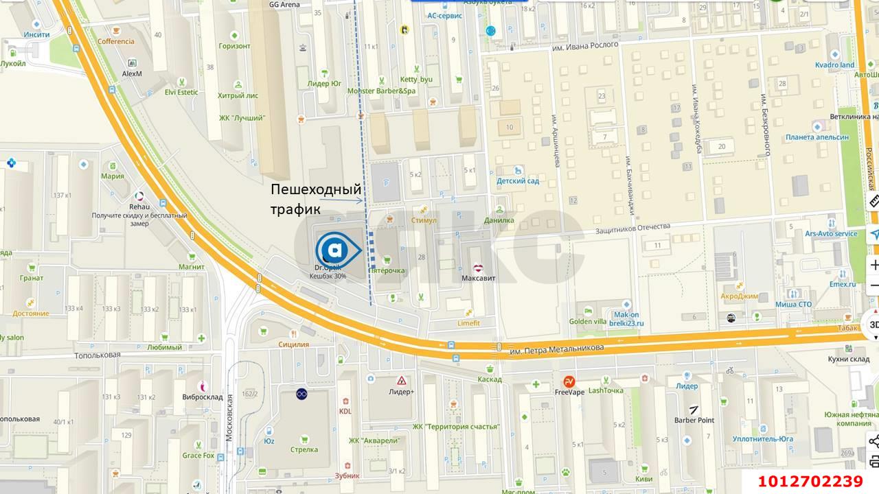 Фото №3: Торговое помещение 50&nbsp;м², 1/2&nbsp;эт. - Краснодар, Прикубанский внутригородской округ, жилой комплекс Грин Лайф, мкр. имени Петра Метальникова, ул. Петра Метальникова, 28А