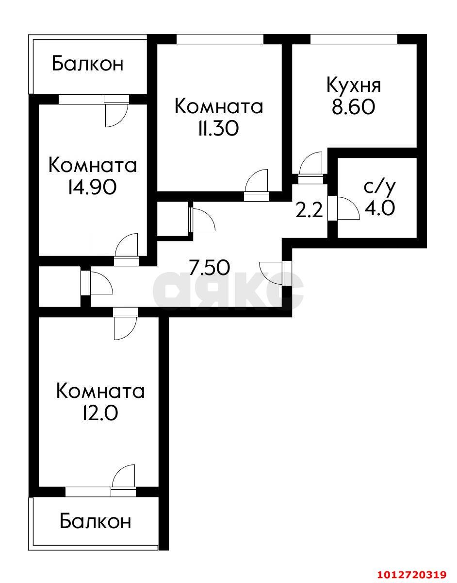 Фото №13: 3-комнатная квартира 65&nbsp;м², 9/9&nbsp;эт. - Краснодар, Прикубанский внутригородской округ, мкр. Фестивальный, ул. Атарбекова, 19