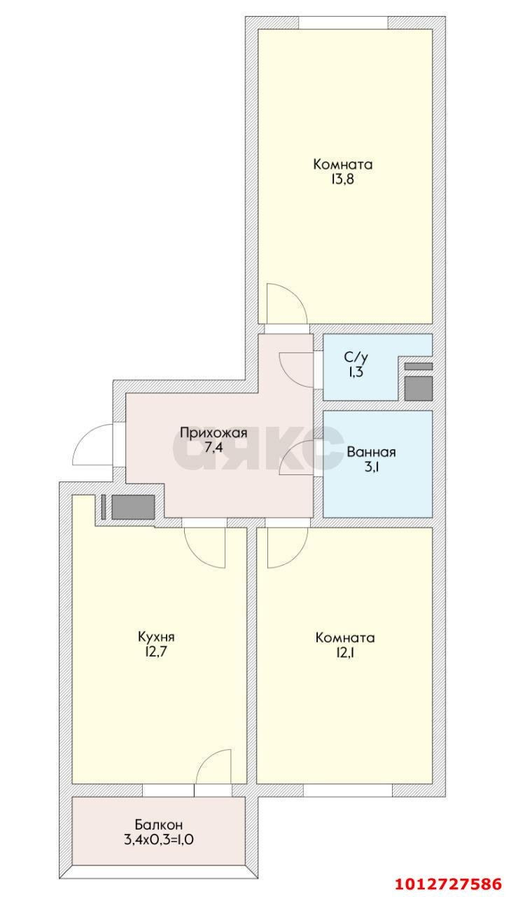 Фото №5: 2-комнатная квартира 51&nbsp;м², 8/16&nbsp;эт. - Краснодар, Прикубанский внутригородской округ, мкр. жилой комплекс Ракурс, ул. имени Героя Ростовского, 8к5