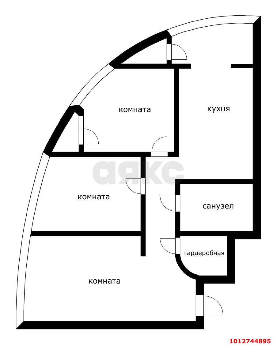 Фото №4: 3-комнатная квартира 108&nbsp;м², 15/24&nbsp;эт. - Краснодар, Западный внутригородской округ, ЖК Адмирал, мкр. Центральный, ул. Кубанская набережная, 39