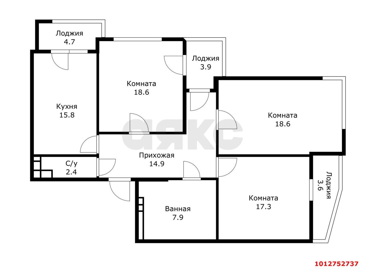 Фото №34: 3-комнатная квартира 107&nbsp;м², 22/24&nbsp;эт. - Краснодар, Прикубанский внутригородской округ, 40 лет Победы, мкр. жилой комплекс Достоевский, ул. Достоевского, 84/1