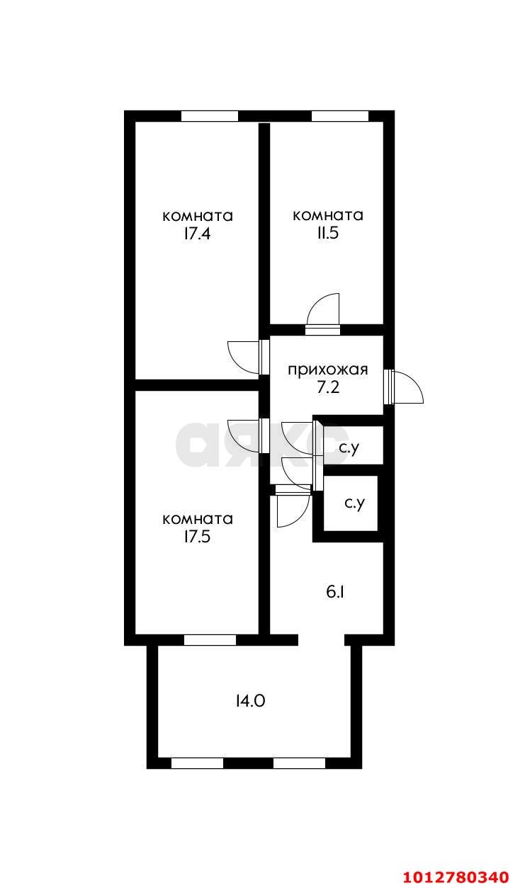 Фото №11: 3-комнатная квартира 63&nbsp;м², 1/5&nbsp;эт. - Краснодар, Прикубанский внутригородской округ, мкр. Фестивальный, ул. Герцена, 194