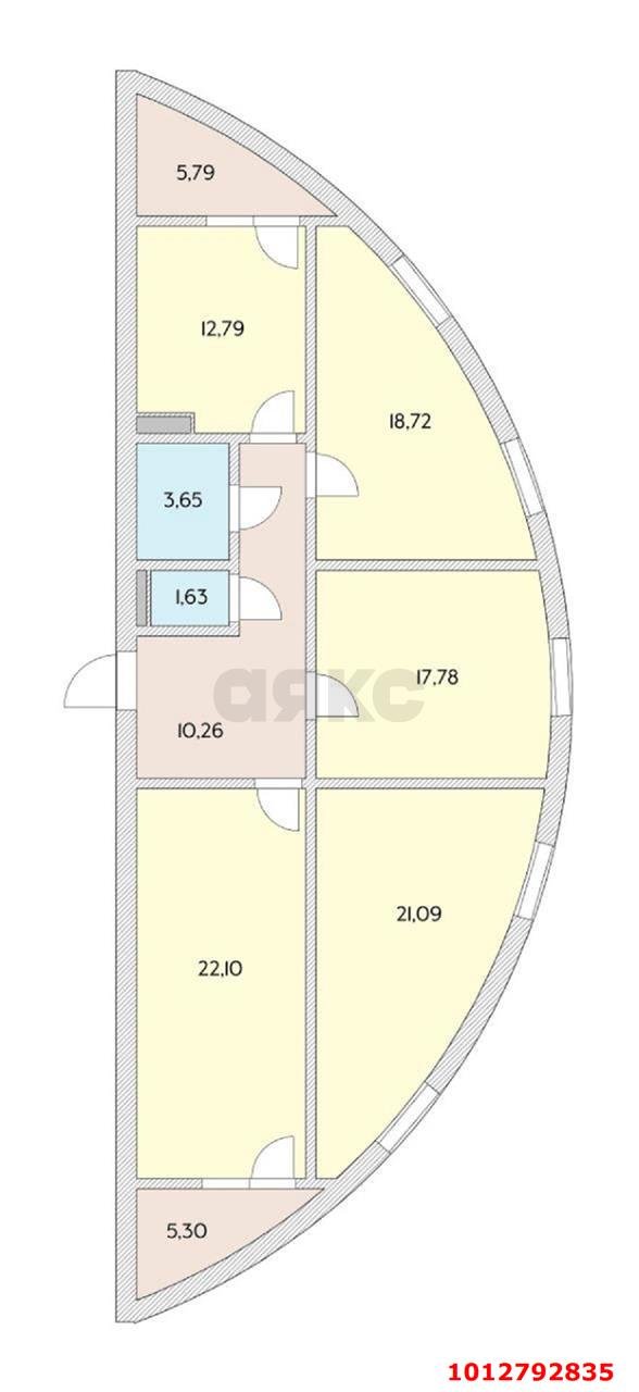 Фото №14: 4-комнатная квартира 121&nbsp;м², 19/24&nbsp;эт. - Краснодар, Центральный внутригородской округ, Дубинка, жилой комплекс Радонеж, мкр. Черёмушки, ул. Вишняковой, 1/23к2
