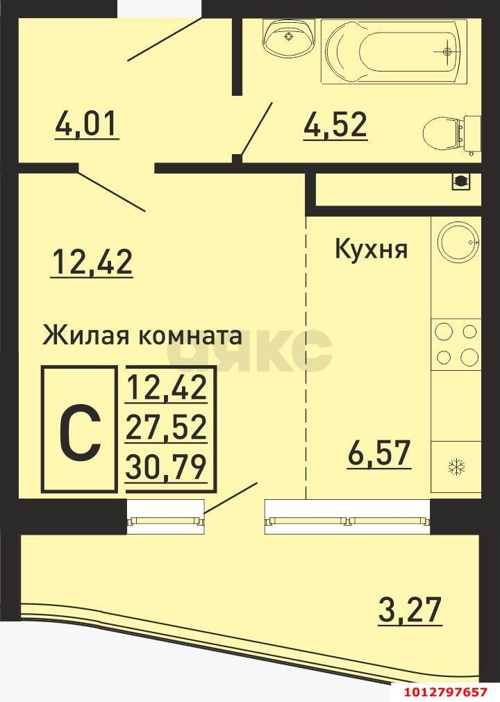Фото №17: Студия 30&nbsp;м², 4/16&nbsp;эт. - Ольгинка, квартал Кабак, территория ГСК Сигнал, мкр. 3-й, 21