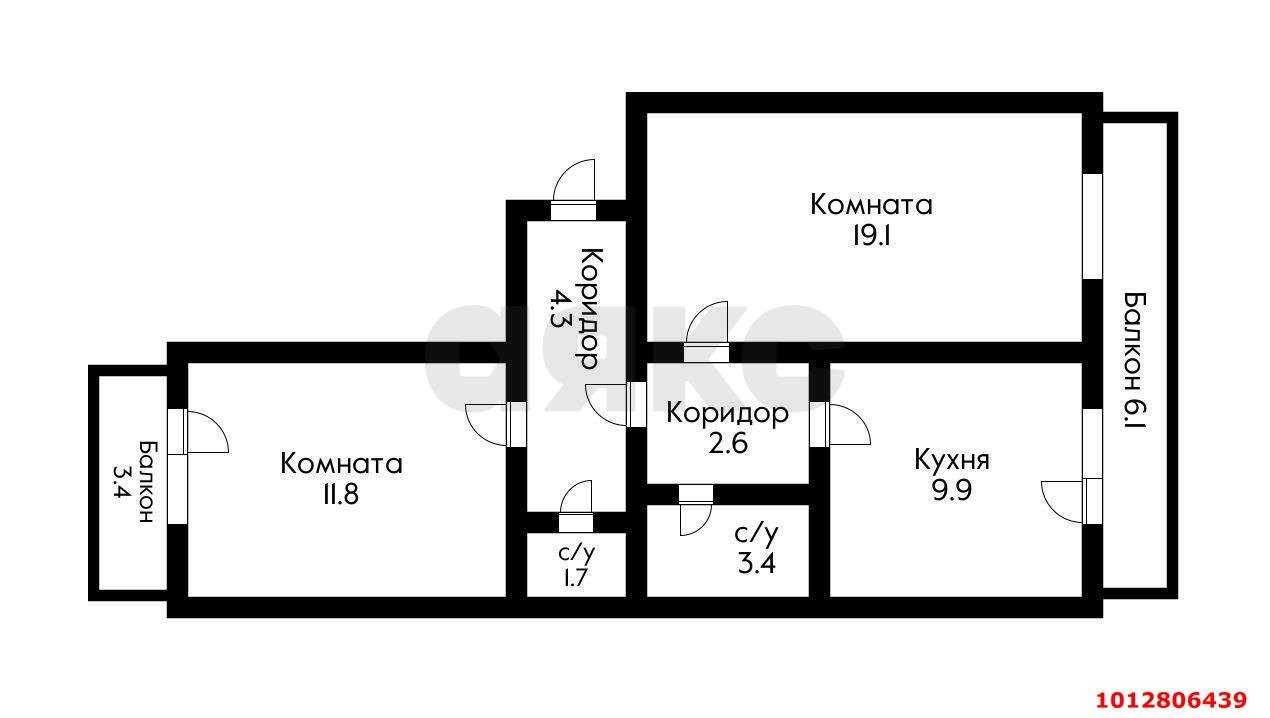 Фото №16: 2-комнатная квартира 60&nbsp;м², 2/5&nbsp;эт. - Краснодар, Прикубанский внутригородской округ, мкр. Молодёжный, ул. Зеленоградская, 43
