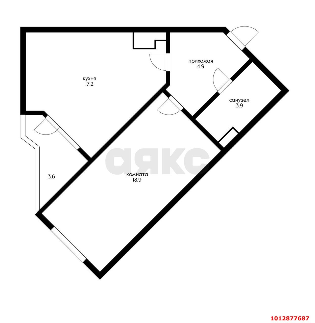 Фото №11: 1-комнатная квартира 48&nbsp;м², 2/9&nbsp;эт. - Краснодар, Сельскохозяйственный Институт, мкр. Западный внутригородской округ, ул. Краснознамённая, 1/2