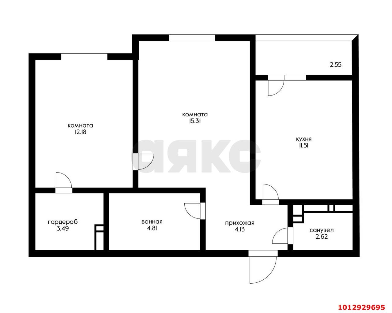 Фото №5: 2-комнатная квартира 56&nbsp;м², 3/9&nbsp;эт. - Краснодар, Прикубанский внутригородской округ, мкр. жилой комплекс Облака, ул. имени Генерала Корнилова, 9к2