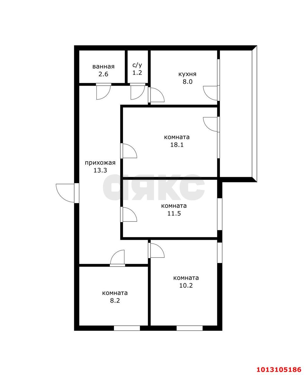 Фото №4: 4-комнатная квартира 78&nbsp;м², 4/9&nbsp;эт. - Краснодар, Прикубанский внутригородской округ, мкр. Фестивальный, ул. имени Тургенева, 183