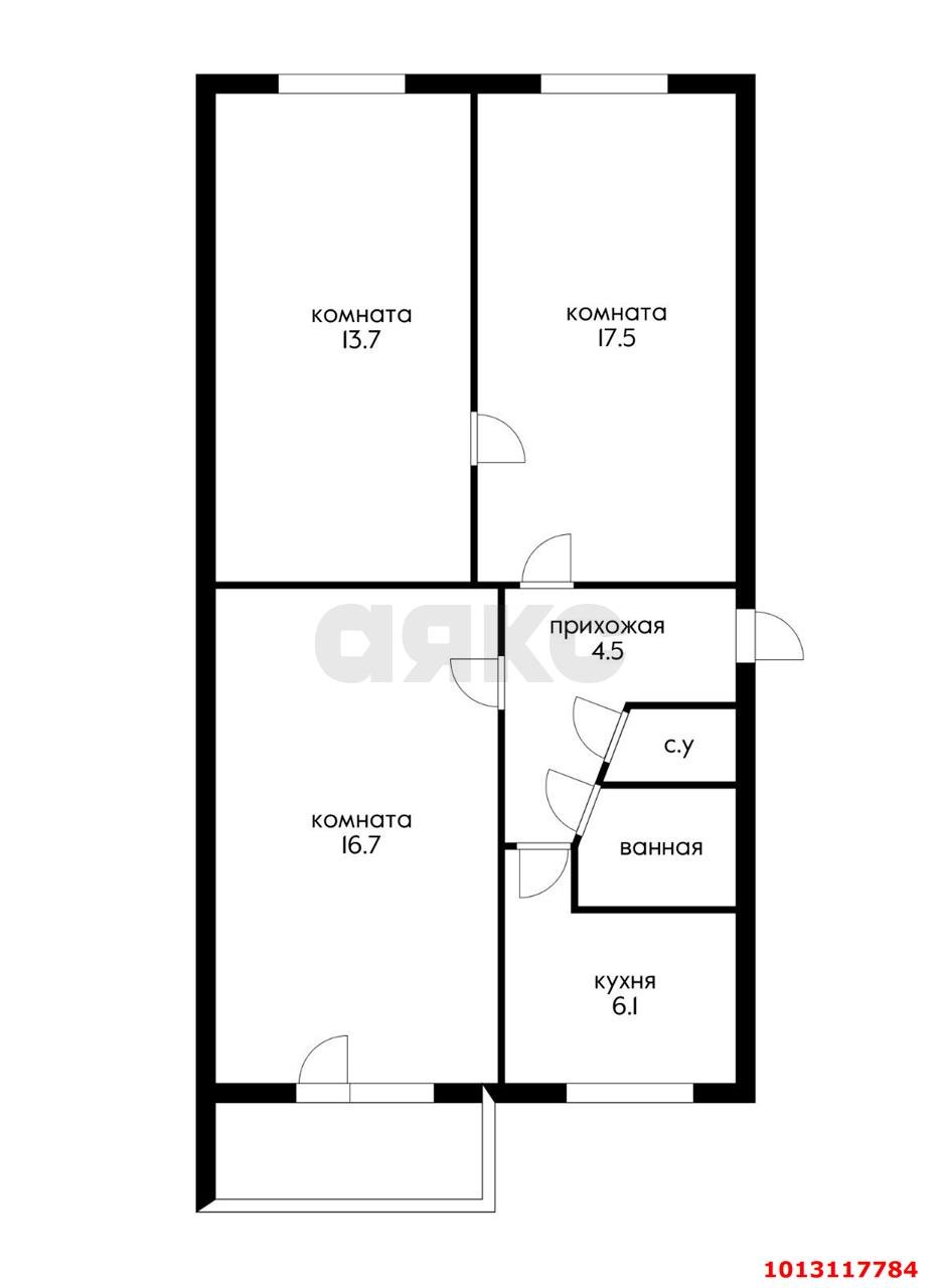 Фото №10: 3-комнатная квартира 65&nbsp;м², 3/5&nbsp;эт. - Краснодар, Прикубанский внутригородской округ, мкр. Фестивальный, ул. имени Тургенева, 225