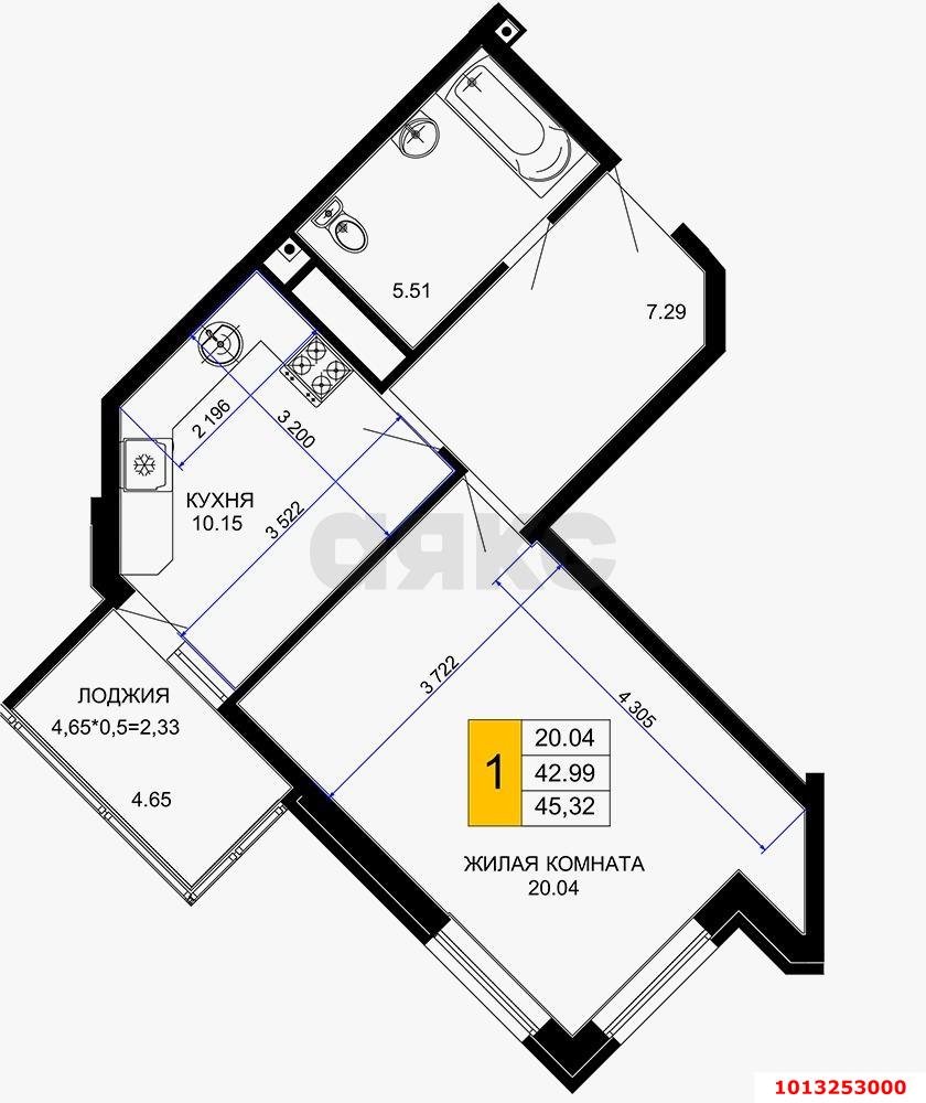 Фото №8: 1-комнатная квартира 48&nbsp;м², 9/12&nbsp;эт. - Краснодар, Прикубанский внутригородской округ, мкр. 2-я Площадка, ул. Ветеранов, 85