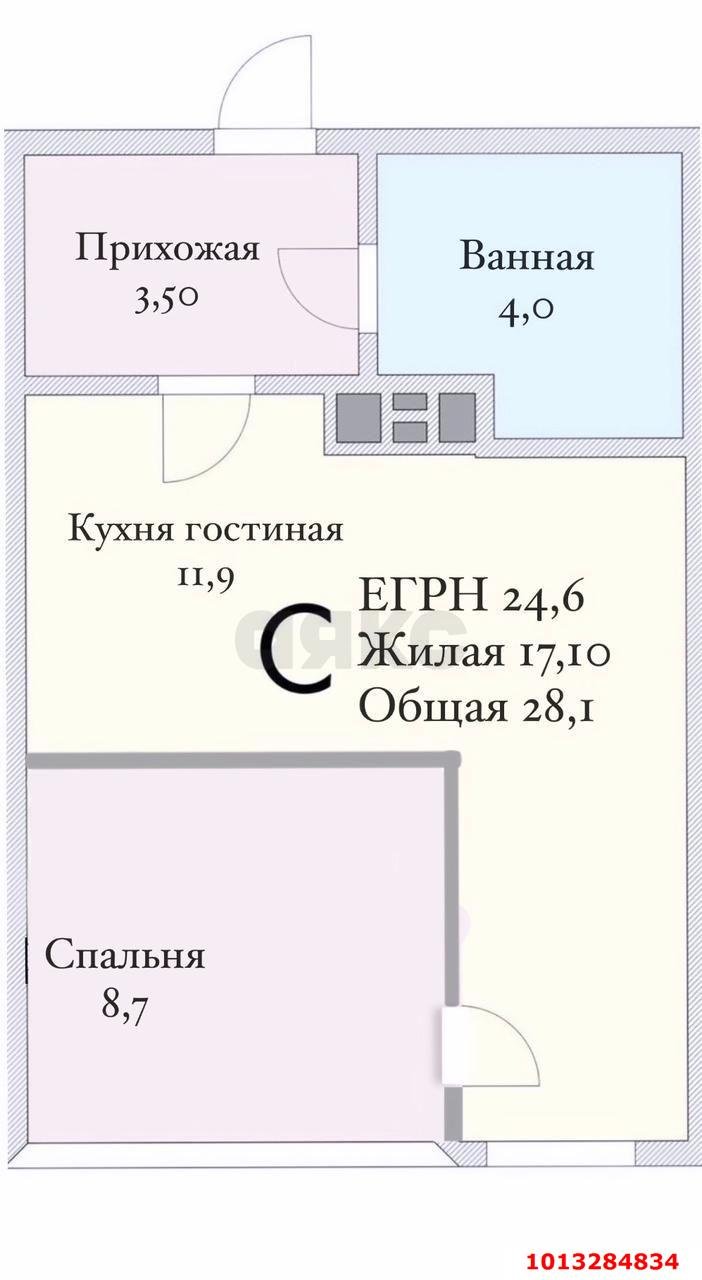 Фото №14: Студия 28&nbsp;м², 11/16&nbsp;эт. - Краснодар, Прикубанский внутригородской округ, мкр. жилой комплекс Самолёт, ул. Западный Обход, 39/2
