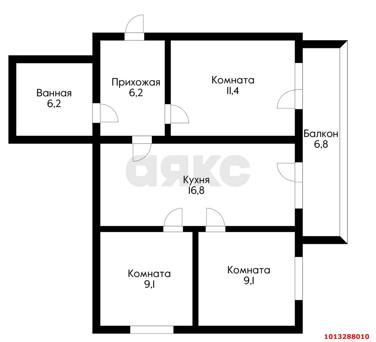 Фото №6: 3-комнатная квартира 62&nbsp;м², 5/5&nbsp;эт. - Новая Адыгея, мкр. ЖК Дарград, ул. Тургеневское шоссе, 33/1к7