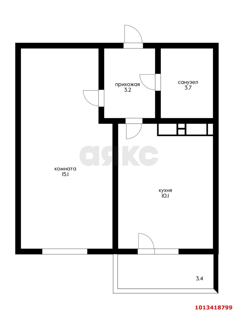 Фото №6: 1-комнатная квартира 35&nbsp;м², 6/16&nbsp;эт. - Краснодар, Прикубанский внутригородской округ, мкр. жилой комплекс Ракурс, ул. имени Героя Ростовского, 8к1