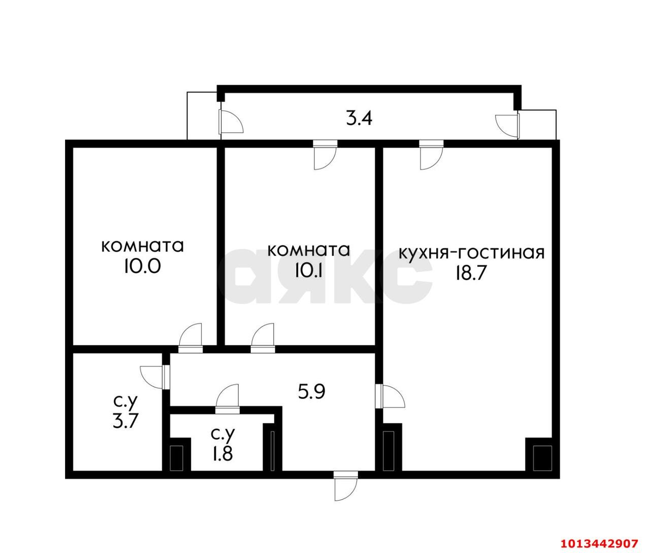 Фото №16: 2-комнатная квартира 55&nbsp;м², 8/25&nbsp;эт. - Краснодар, Карасунский внутригородской округ, Гидростроителей, мкр. жилой комплекс Стрижи, ул. Автолюбителей, 1Гк1
