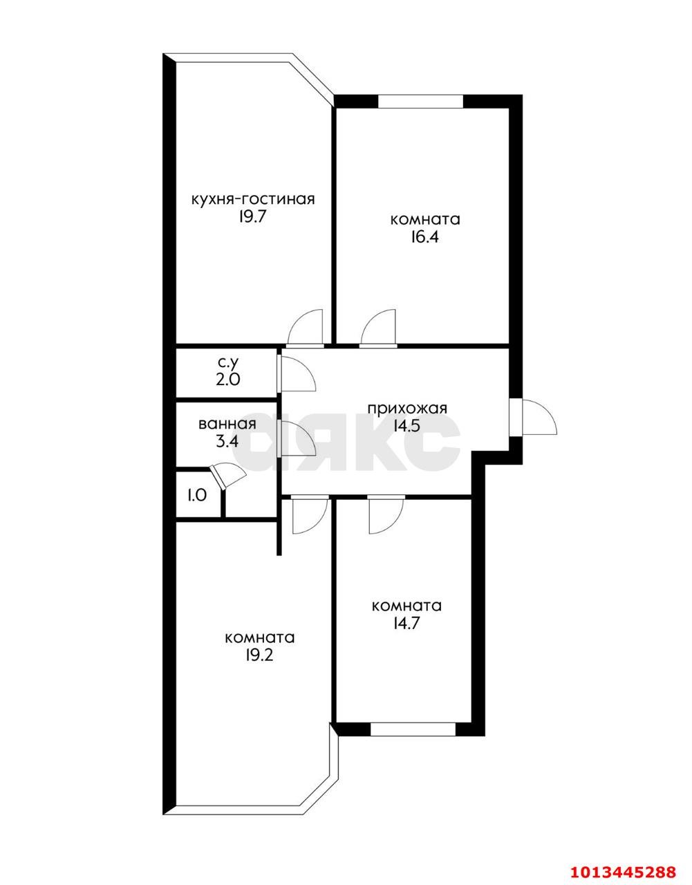 Фото №19: 3-комнатная квартира 90&nbsp;м², 7/10&nbsp;эт. - Краснодар, Прикубанский внутригородской округ, Славянский, мкр. Светлоград, ул. Красных Партизан, 1/4к10