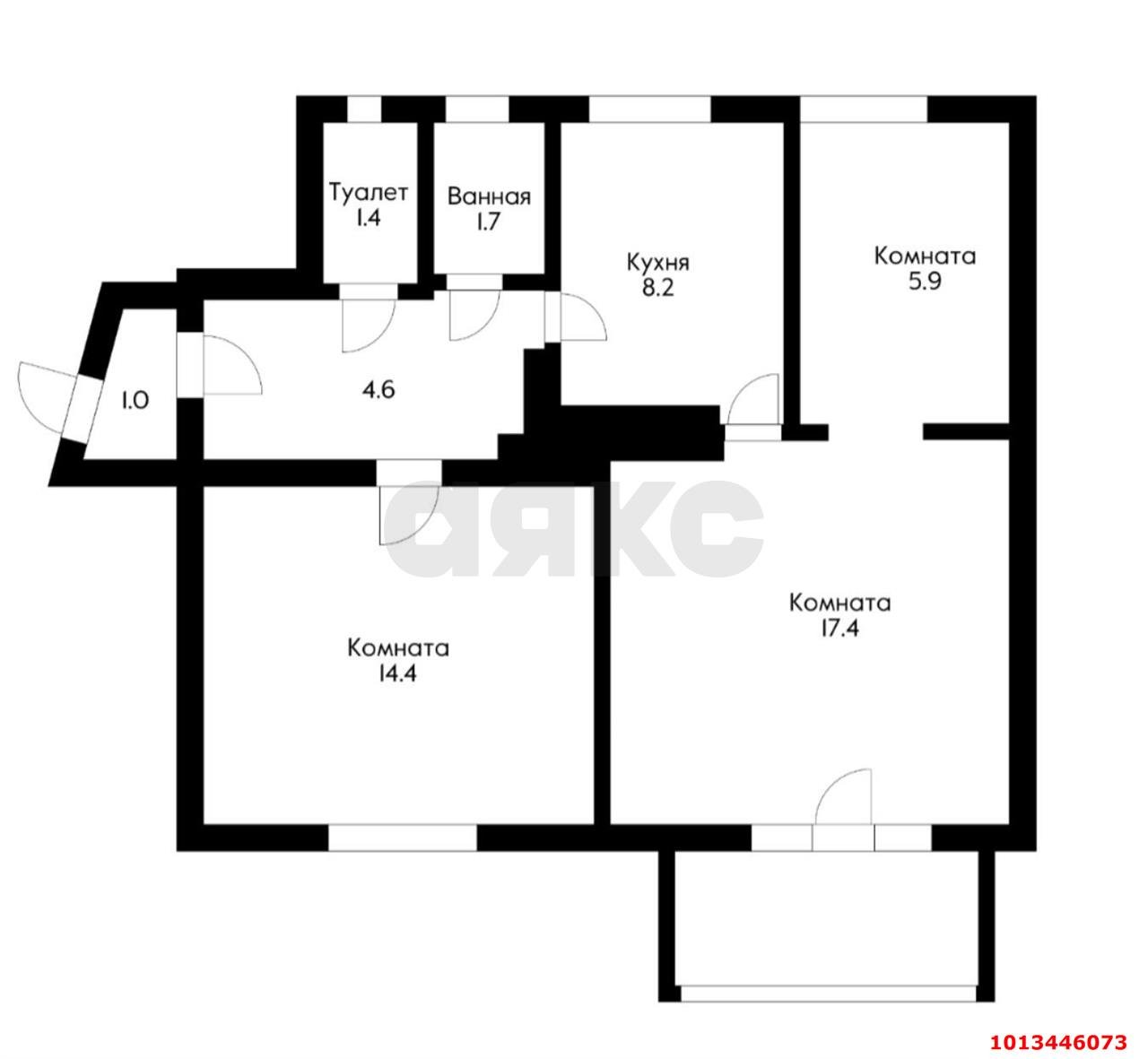 Фото №9: 3-комнатная квартира 59&nbsp;м², 3/3&nbsp;эт. - Краснодар, Центральный внутригородской округ, Покровка, мкр. Центральный, ул. Щорса, 5