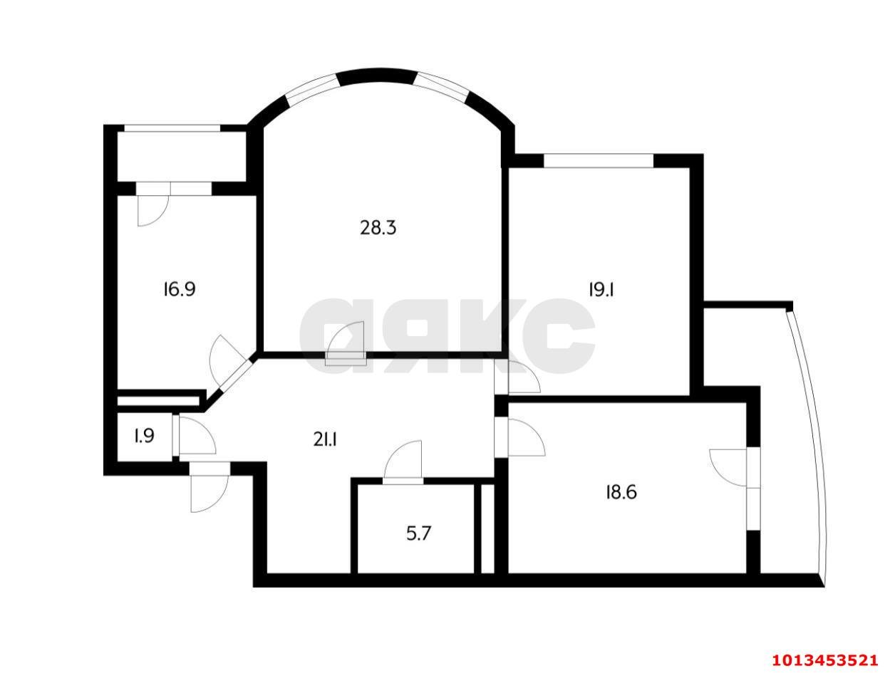 Фото №1: 3-комнатная квартира 120&nbsp;м², 11/17&nbsp;эт. - Краснодар, Прикубанский внутригородской округ, ЖК Валентина, мкр. 9-й километр, ул. Циолковского, 7