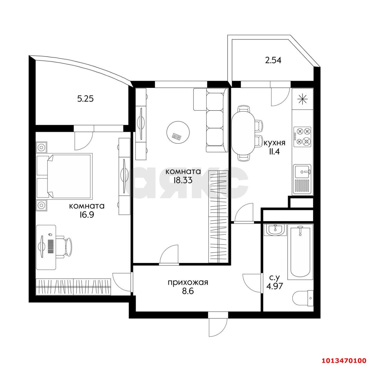 Фото №4: 2-комнатная квартира 72&nbsp;м², 2/16&nbsp;эт. - Краснодар, Прикубанский внутригородской округ, Россинского, мкр. жилой комплекс Россинский Парк, ул. Командорская, 15