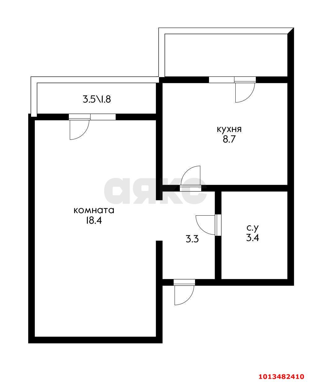 Фото №11: 1-комнатная квартира 32&nbsp;м², 2/5&nbsp;эт. - Новая Адыгея, мкр. жилой комплекс Мега, ул. Бжегокайская, 90/2к1