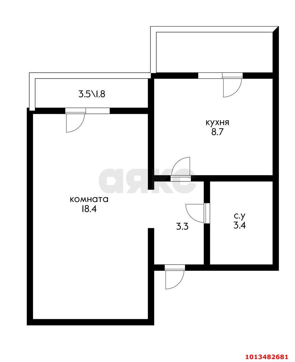 Фото №11: 1-комнатная квартира 32&nbsp;м², 3/5&nbsp;эт. - Новая Адыгея, мкр. жилой комплекс Мега, ул. Бжегокайская, 90/2к1