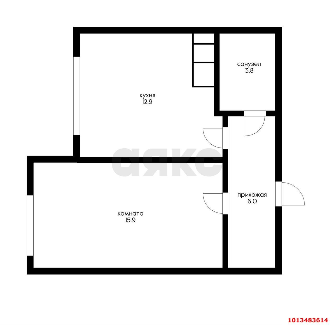 Фото №6: 1-комнатная квартира 38&nbsp;м², 8/8&nbsp;эт. - Яблоновский, ул. Тургеневское Шоссе, 1Дк1