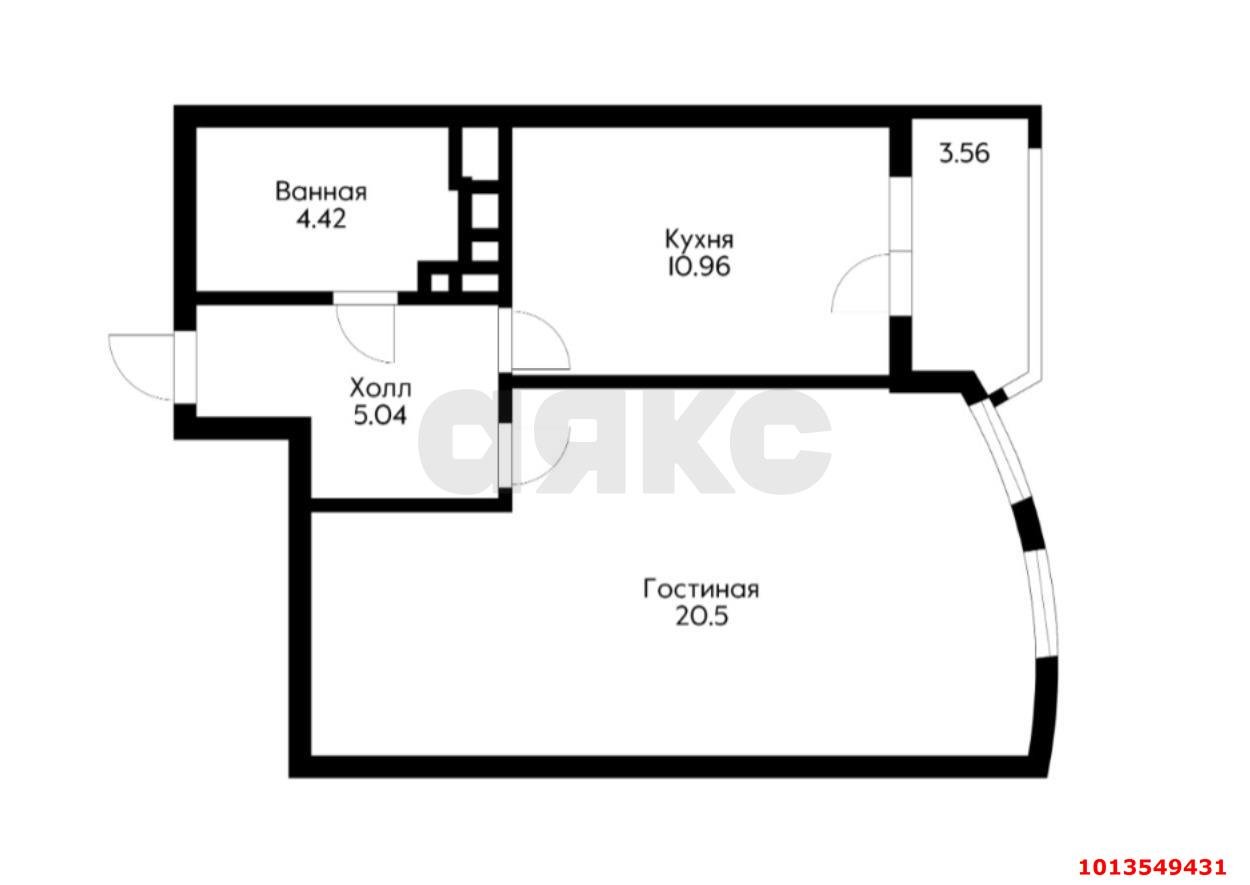 Фото №6: 1-комнатная квартира 43&nbsp;м², 2/24&nbsp;эт. - Краснодар, Карасунский внутригородской округ, Хлопчато-бумажный Комбинат, мкр. ЖК Альфа, ул. Уральская, 100