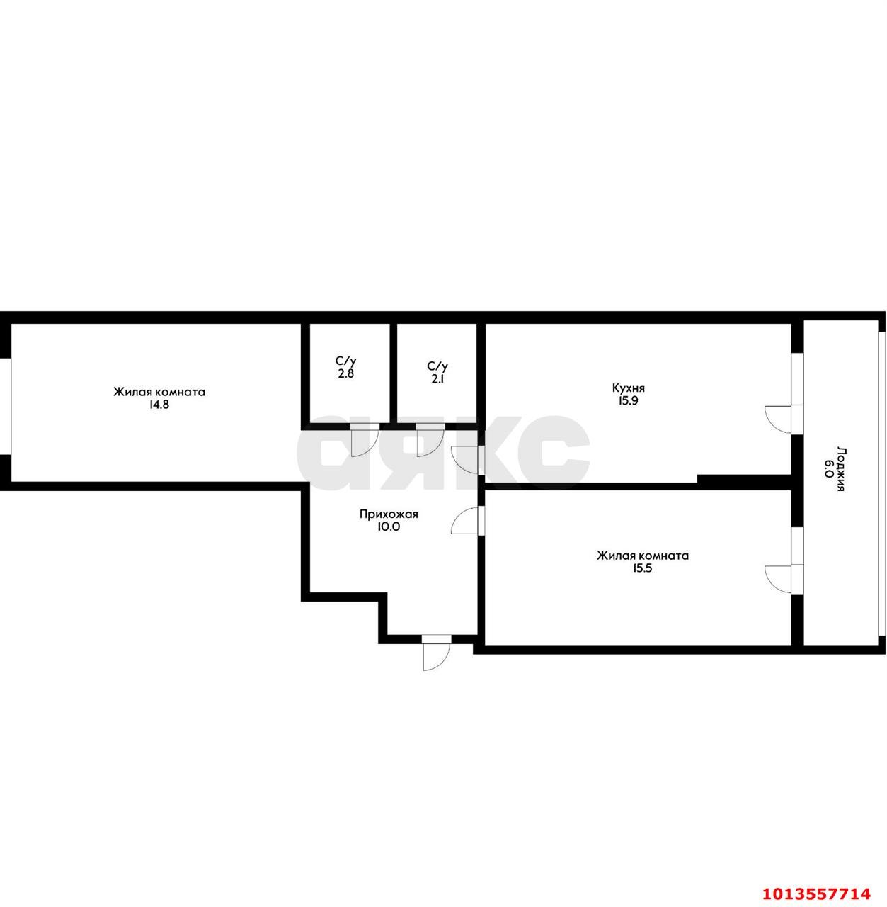 Фото №6: 2-комнатная квартира 67&nbsp;м², 9/16&nbsp;эт. - Краснодар, Прикубанский внутригородской округ, мкр. жилой комплекс Самолёт-5, ул. Ивана Беличенко, 103к1