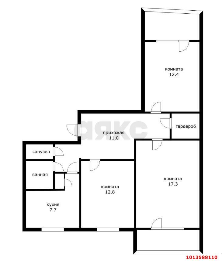 Фото №10: 3-комнатная квартира 71&nbsp;м², 9/9&nbsp;эт. - Краснодар, Карасунский внутригородской округ, мкр. Комсомольский, ул. Тюляева, 20