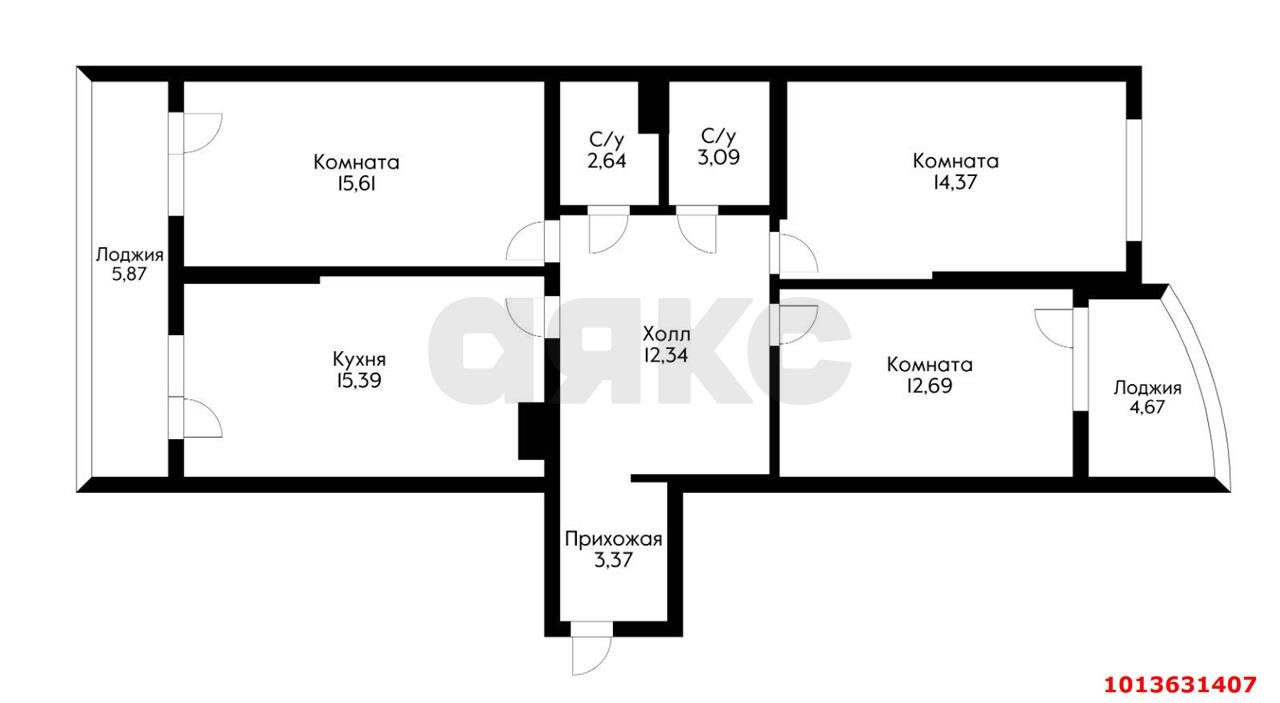 Фото №6: 3-комнатная квартира 80&nbsp;м², 14/16&nbsp;эт. - Краснодар, Прикубанский внутригородской округ, мкр. жилой комплекс Самолёт-4, ул. Ивана Беличенко, 95к1