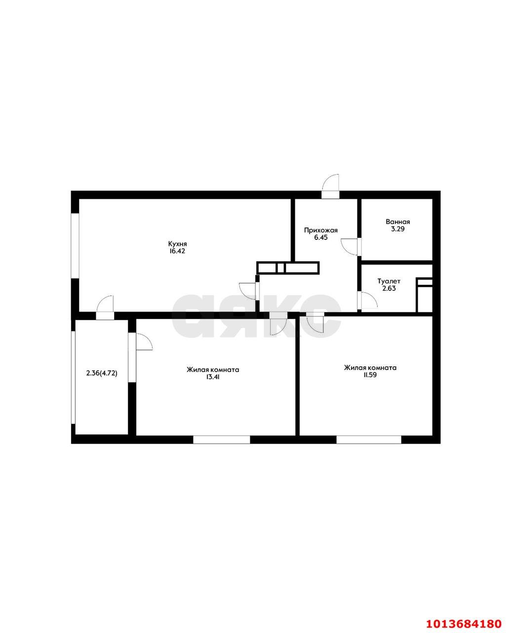Фото №6: 2-комнатная квартира 56&nbsp;м², 5/18&nbsp;эт. - Краснодар, Прикубанский внутригородской округ, мкр. жилой комплекс Народные Кварталы