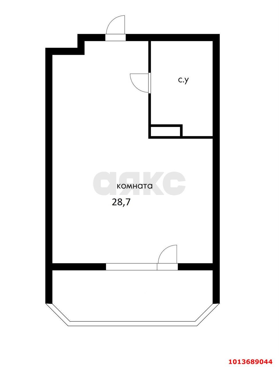 Фото №8: Студия 28&nbsp;м², 10/12&nbsp;эт. - Краснодар, Прикубанский внутригородской округ, Славянский, мкр. Светлоград, ул. Красных Партизан, 1/3к9