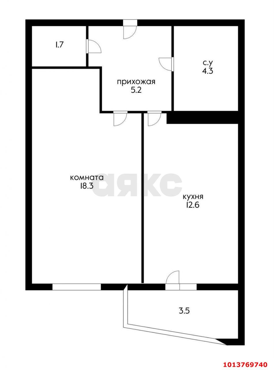 Фото №8: 1-комнатная квартира 45&nbsp;м², 12/16&nbsp;эт. - Краснодар, Прикубанский внутригородской округ, мкр. 9-й километр, пр-д Репина, 3