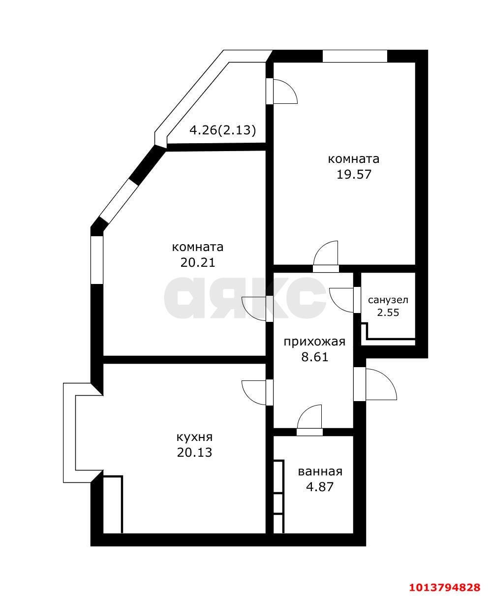 Фото №18: 2-комнатная квартира 80&nbsp;м², 5/25&nbsp;эт. - Краснодар, Западный внутригородской округ, мкр. Фестивальный, ул. Гаражная, 79/1