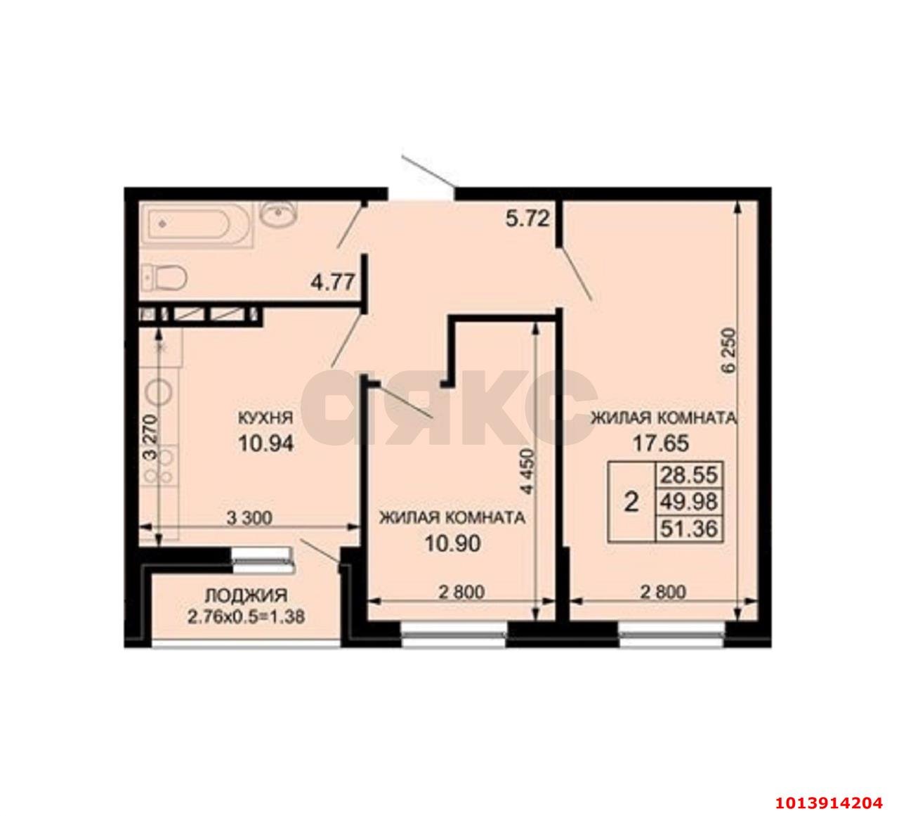 Фото №14: 2-комнатная квартира 52&nbsp;м², 6/10&nbsp;эт. - Краснодар, Прикубанский внутригородской округ, мкр. жилой комплекс Новые Сезоны, ул. Скандинавская, 1к6