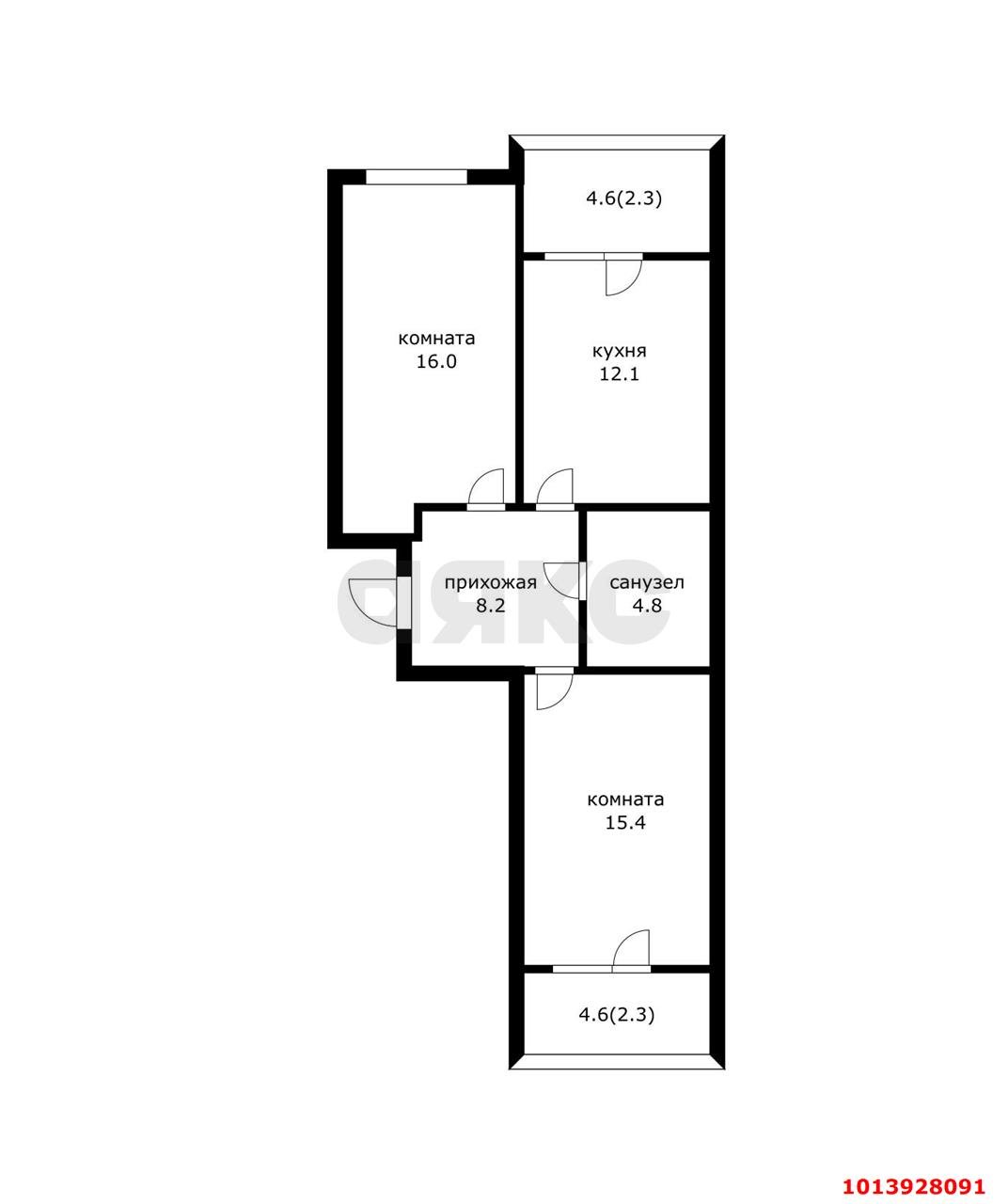Фото №6: 2-комнатная квартира 60&nbsp;м², 21/22&nbsp;эт. - Краснодар, Прикубанский внутригородской округ, мкр. жилой комплекс Отражение, ул. Конгрессная, 41